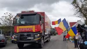 Cum au fost primite camioanele românești cu ajutoare medicale în Republica Moldova (VIDEO)