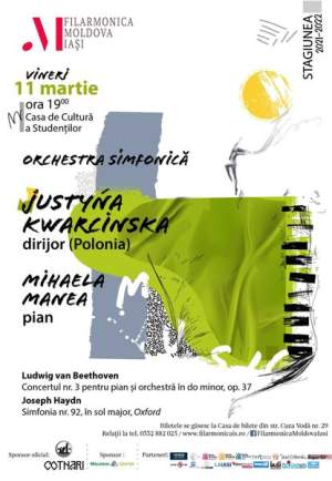 Filarmonica „Moldova” Iași: Concert simfonic dirijat de JUSTYNA KWARCINSKA (Polonia)