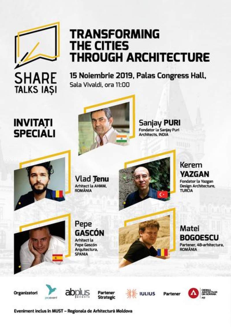 SHARE TALKS IAȘI: conferință-dezbatere despre rolul arhitecturii în transformarea orașelor, vineri la CONGRESS HALL PALAS