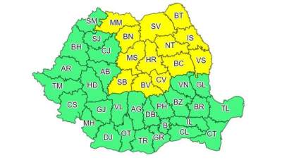 Cod galben de GER în Iași și în alte 12 județe, în următoarele trei zile