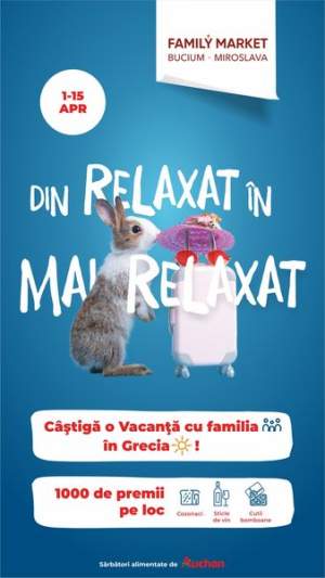„Din relaxat în mai relaxat” – Vino la shopping la Family Market și ai șansa să pleci în vacanță în Grecia!