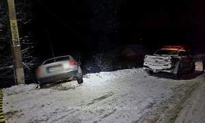 Focuri de armă și urmărire pe zăpadă pentru a opri o mașină încărcată cu țigări de contrabandă, în Botoșani (VIDEO)