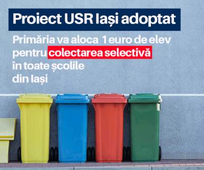 Proiect USR Iași adoptat: 1 euro de elev pentru viitor